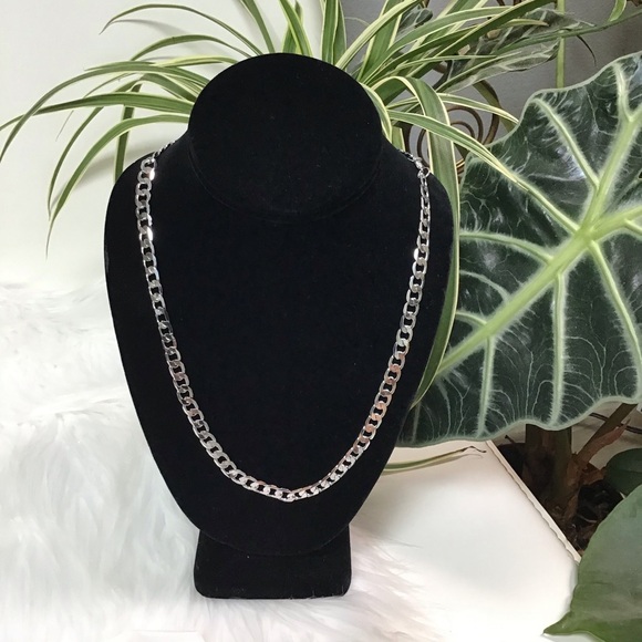 White Gold Fill Curb Style Chain - Picture 1 of 5